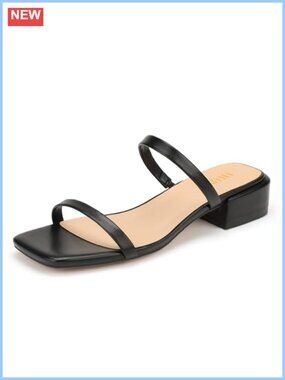 Women's Low Block Heel Square Toe Slide Sandals